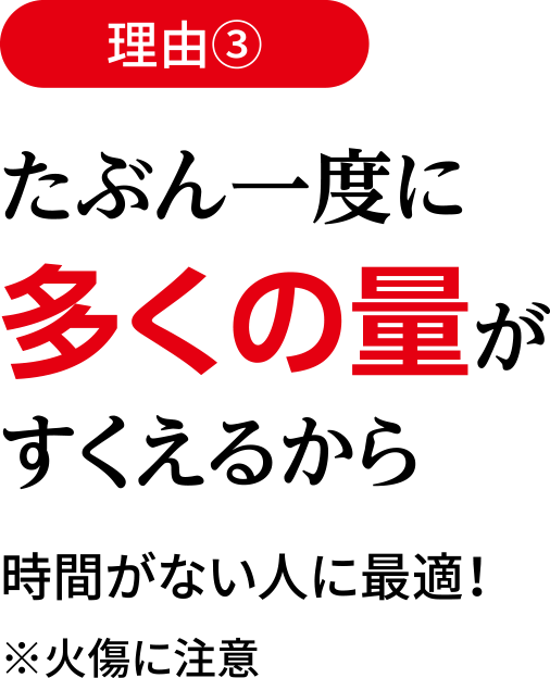 理由3 たぶん一度に多くの量がすくえるから / 時間がない人に最適！※火傷に注意